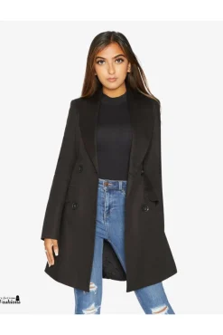 Women De La Creme Fashions Womens Double Breasted Longline Blazer