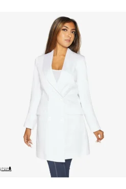 Women De La Creme Fashions Womens Double Breasted Longline Blazer