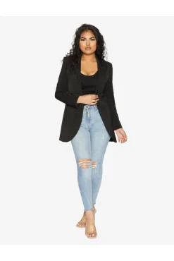 Women De La Creme Fashions Womens Curved Hem Longline Blazer