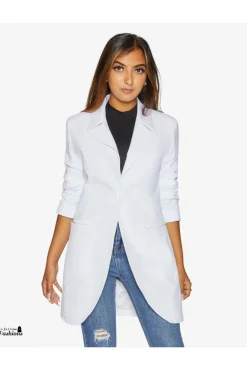 Women De La Creme Fashions Womens Curved Hem Longline Blazer