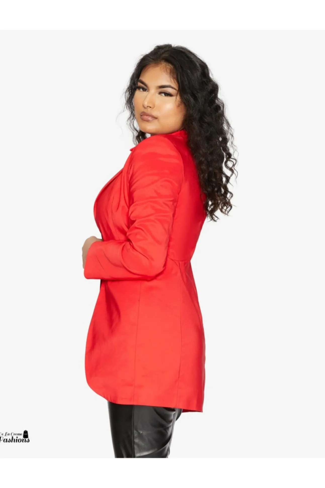 Women De La Creme Fashions Womens Curved Hem Longline Blazer