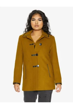 Women De La Creme Fashions Wool Blend Contrast Trim Coat