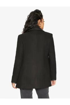 Women De La Creme Fashions Wool Blend Contrast Trim Coat