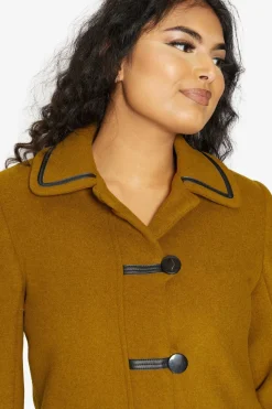 Women De La Creme Fashions Wool Blend Contrast Trim Coat