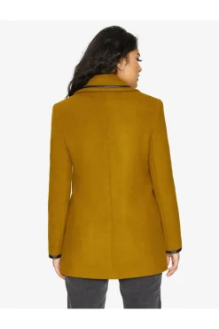 Women De La Creme Fashions Wool Blend Contrast Trim Coat