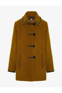 Women De La Creme Fashions Wool Blend Contrast Trim Coat