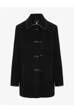 Women De La Creme Fashions Wool Blend Contrast Trim Coat