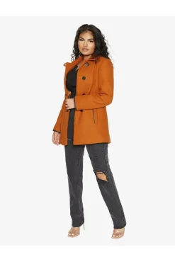 Women De La Creme Fashions Wool Blend Contrast Trim Coat