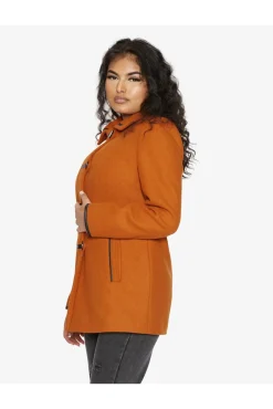 Women De La Creme Fashions Wool Blend Contrast Trim Coat