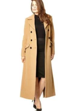 Women De La Creme Fashions Wool Blend Double Breasted Long Coat