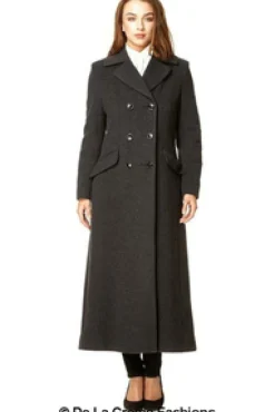 Women De La Creme Fashions Wool Blend Double Breasted Long Coat