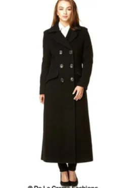 Women De La Creme Fashions Wool Blend Double Breasted Long Coat