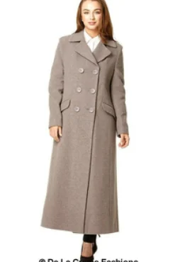 Women De La Creme Fashions Wool Blend Double Breasted Long Coat