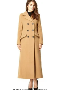 Women De La Creme Fashions Wool Blend Double Breasted Long Coat