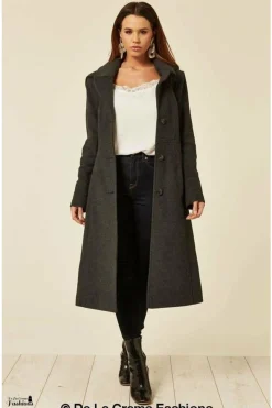 Women De La Creme Fashions Wool Blend Hooded Mid Length Coat