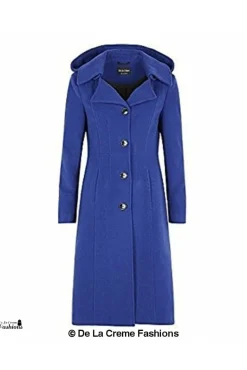 Women De La Creme Fashions Wool Blend Hooded Mid Length Coat