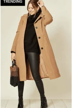 Women De La Creme Fashions Wool Blend Hooded Mid Length Coat