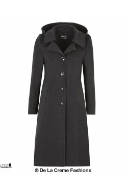 Women De La Creme Fashions Wool Blend Hooded Mid Length Coat