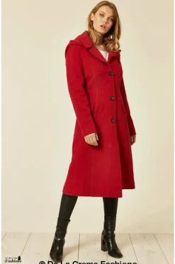Women De La Creme Fashions Wool Blend Hooded Mid Length Coat