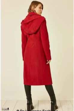 Women De La Creme Fashions Wool Blend Hooded Mid Length Coat