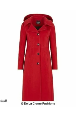 Women De La Creme Fashions Wool Blend Hooded Mid Length Coat