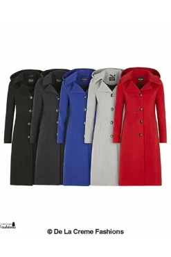 Women De La Creme Fashions Wool Blend Hooded Mid Length Coat