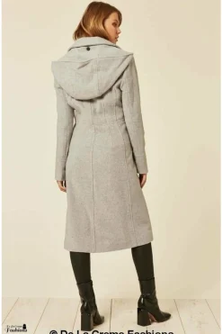 Women De La Creme Fashions Wool Blend Hooded Mid Length Coat