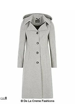 Women De La Creme Fashions Wool Blend Hooded Mid Length Coat