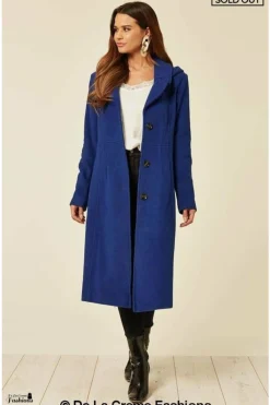 Women De La Creme Fashions Wool Blend Hooded Mid Length Coat