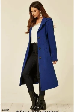 Women De La Creme Fashions Wool Blend Hooded Mid Length Coat