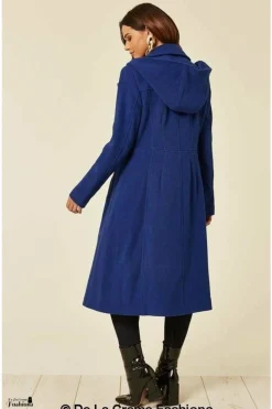 Women De La Creme Fashions Wool Blend Hooded Mid Length Coat