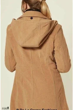 Women De La Creme Fashions Wool Blend Hooded Mid Length Coat