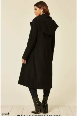 Women De La Creme Fashions Wool Blend Hooded Mid Length Coat