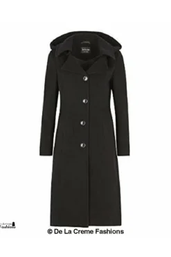 Women De La Creme Fashions Wool Blend Hooded Mid Length Coat