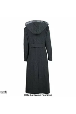 Women De La Creme Fashions Wool Blend Faux Fur Trim Hood Long Coat