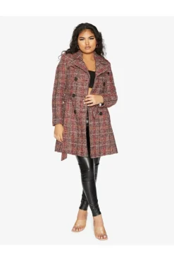 Women De La Creme Fashions Wool Blend Double Breast Military Coat
