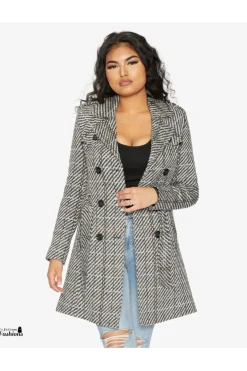 Women De La Creme Fashions Wool Blend Double Breast Military Coat