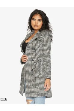 Women De La Creme Fashions Wool Blend Double Breast Military Coat