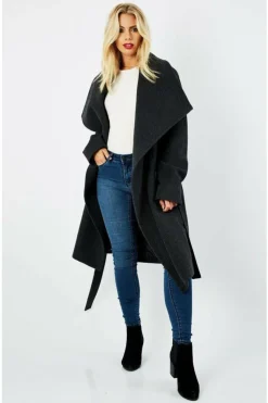 Women De La Creme Fashions Wool Blend Large Lapel Duster Coat