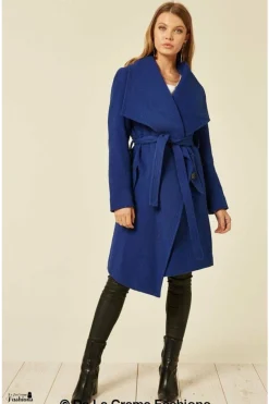 Women De La Creme Fashions Wool Blend Large Lapel Duster Coat