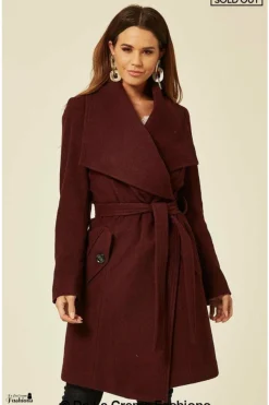Women De La Creme Fashions Wool Blend Large Lapel Duster Coat