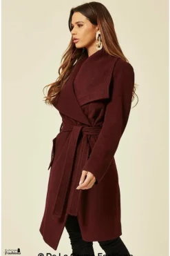 Women De La Creme Fashions Wool Blend Large Lapel Duster Coat