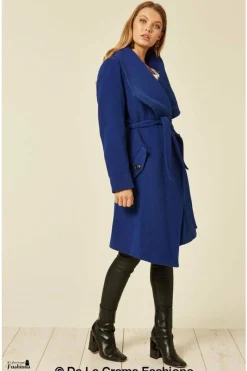 Women De La Creme Fashions Wool Blend Large Lapel Duster Coat