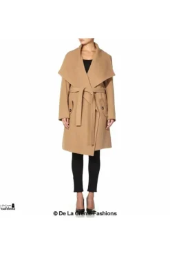 Women De La Creme Fashions Wool Blend Large Lapel Duster Coat