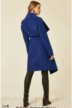 Women De La Creme Fashions Wool Blend Large Lapel Duster Coat