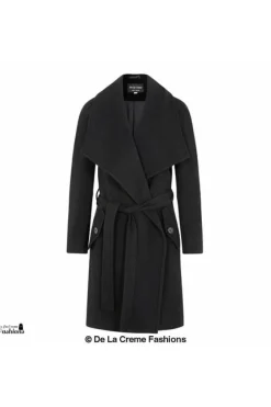 Women De La Creme Fashions Wool Blend Large Lapel Duster Coat