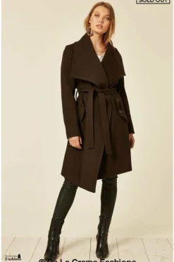 Women De La Creme Fashions Wool Blend Large Lapel Duster Coat