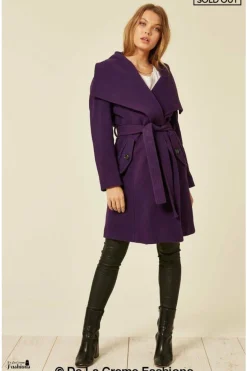 Women De La Creme Fashions Wool Blend Large Lapel Duster Coat