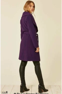 Women De La Creme Fashions Wool Blend Large Lapel Duster Coat