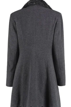 Women De La Creme Fashions Wool Blend Faux Fur Collar Midi Coat